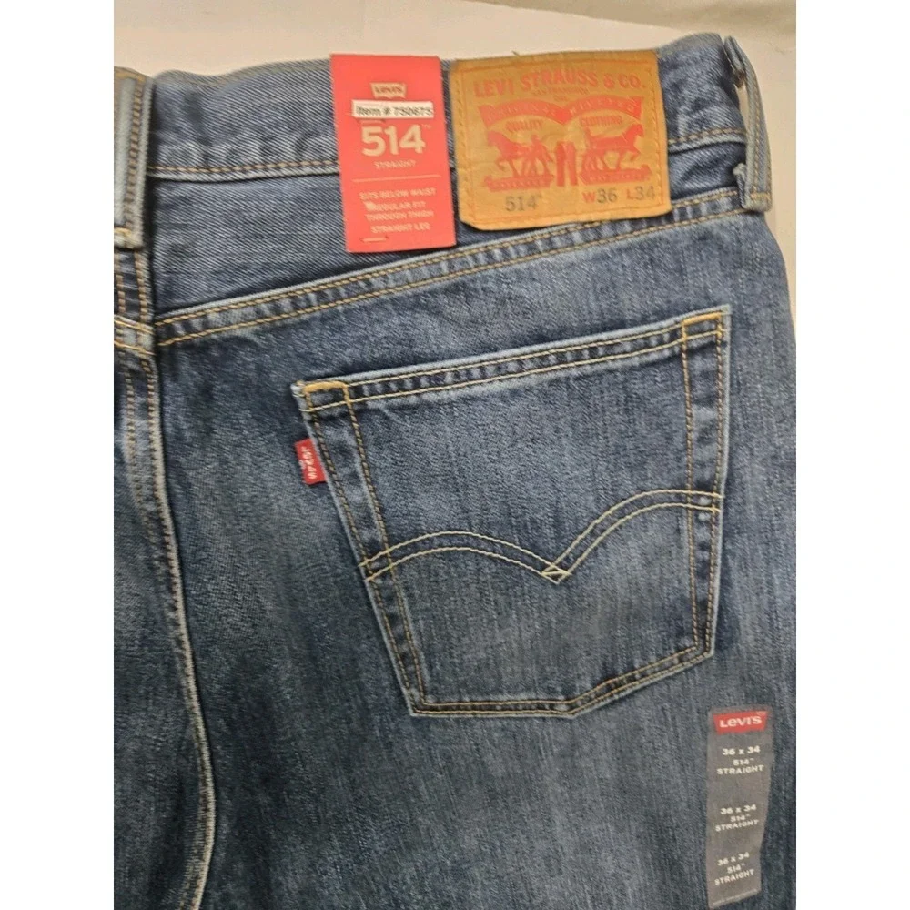 Levi's‎ 514 Straight Fit Jeans Men's 36x34 Blue Denim  Classic Casual